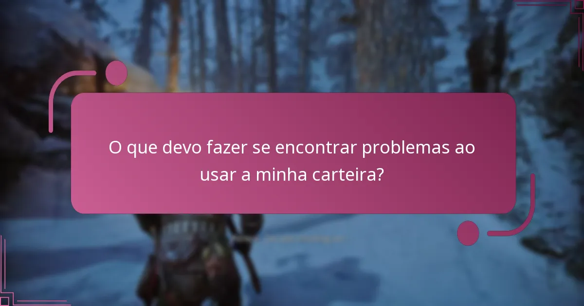 O que devo fazer se encontrar problemas ao usar a minha carteira?